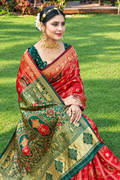 Cotton silk jacquard saree with unstitched blouse