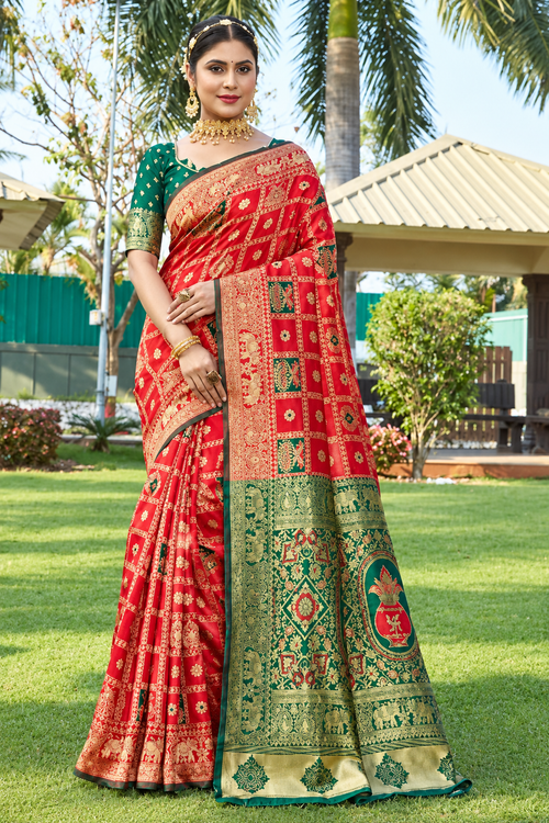 Cotton silk jacquard saree with unstitched blouse