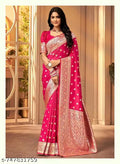 Women's Kanjivaram Soft Banarasi Silk Saree With Blouse Piece pink